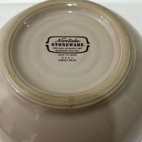 Noritaki Stoneware Sunset Mesa Cream Tan Serveing Bowl 7 3/4 In Round 3 5/8 Tall - Picture 4 of 11